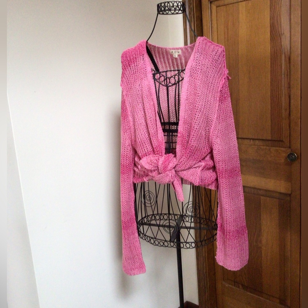 Pol pink drape front cardigan, L - Picture 3 of 8